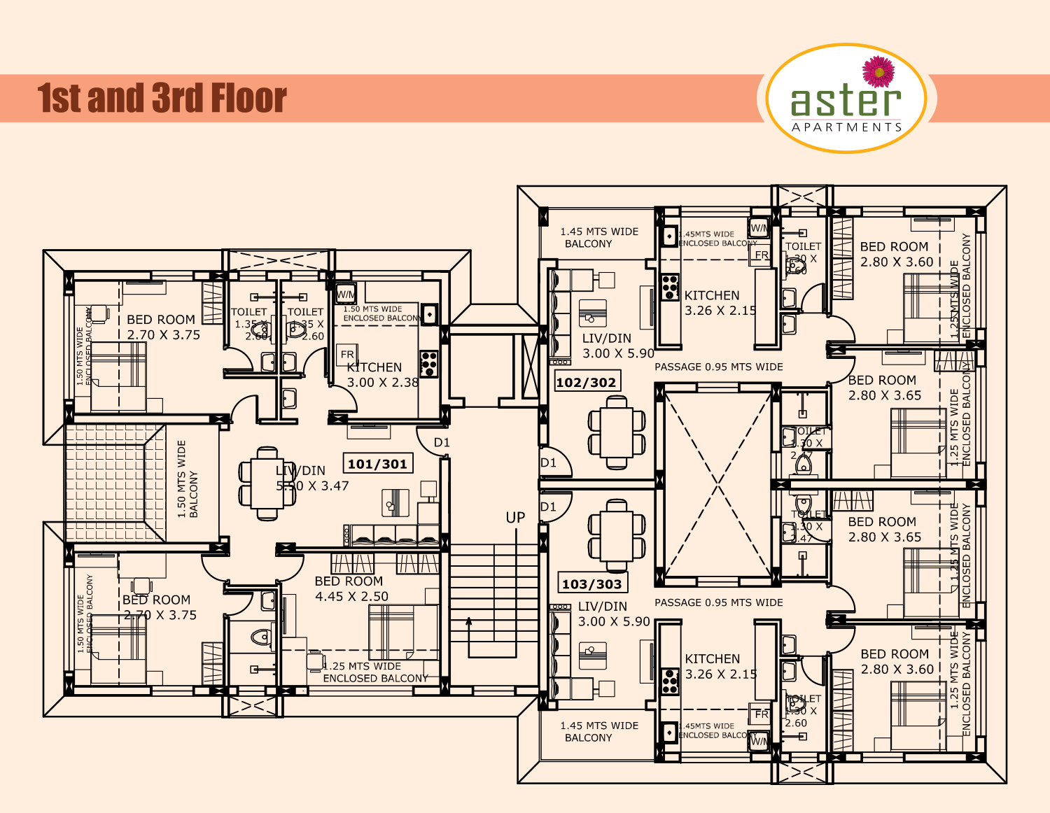 Aster first and third floor plan