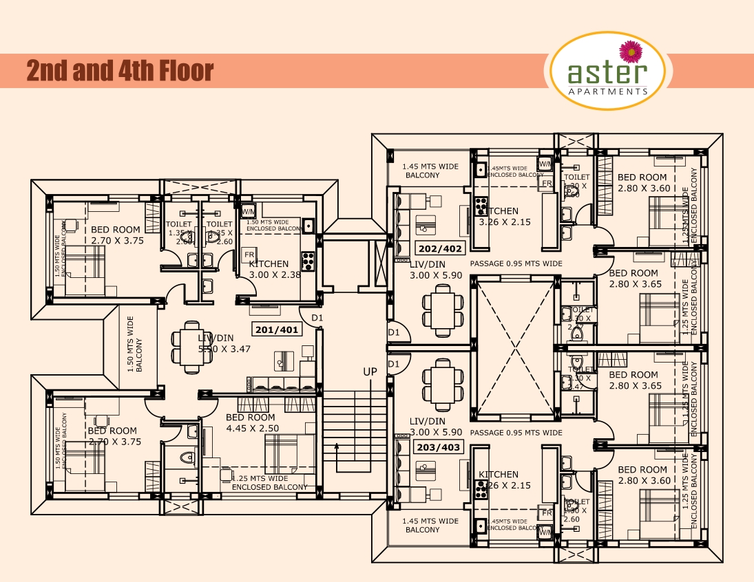 Aster second and fourth floor plan