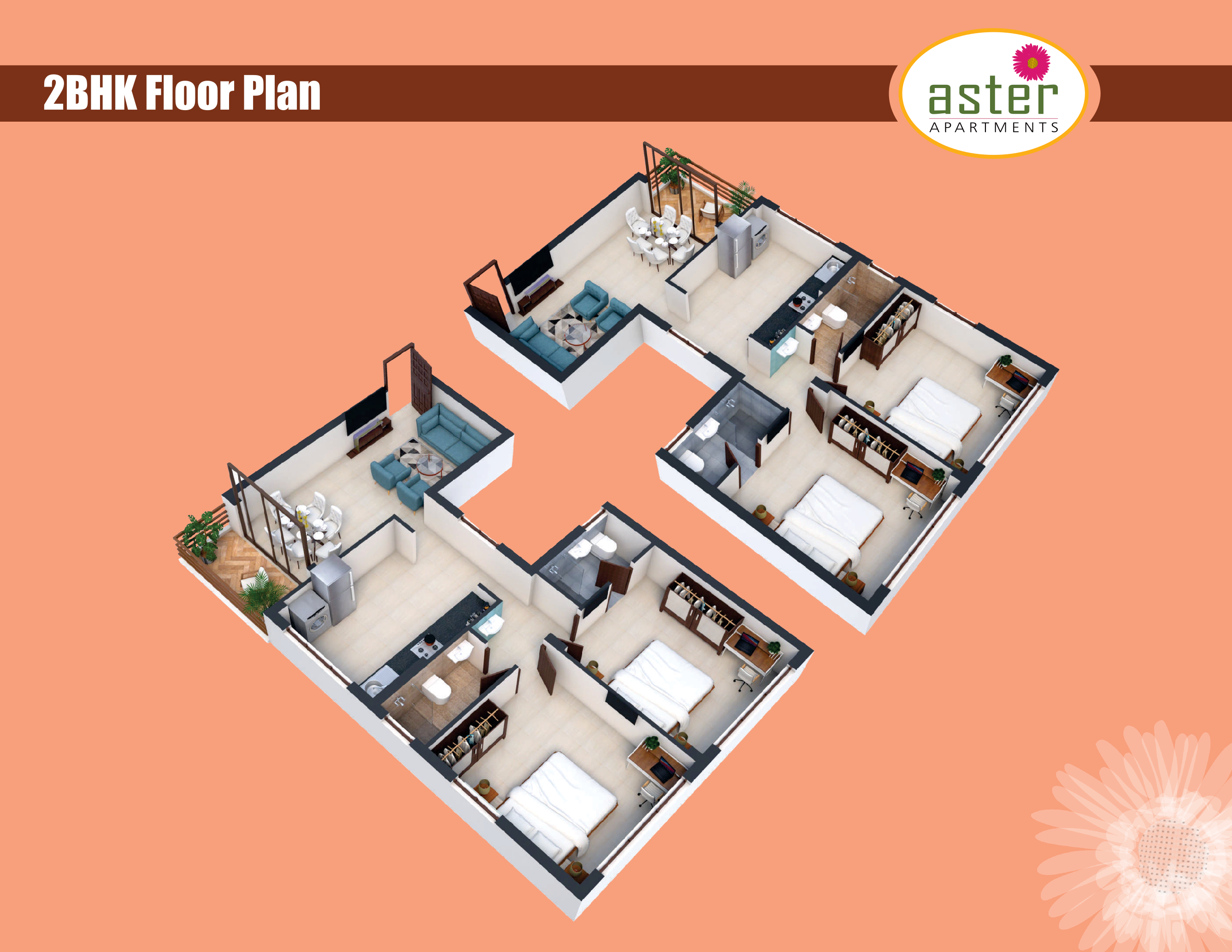Aster two-bedroom floor plan