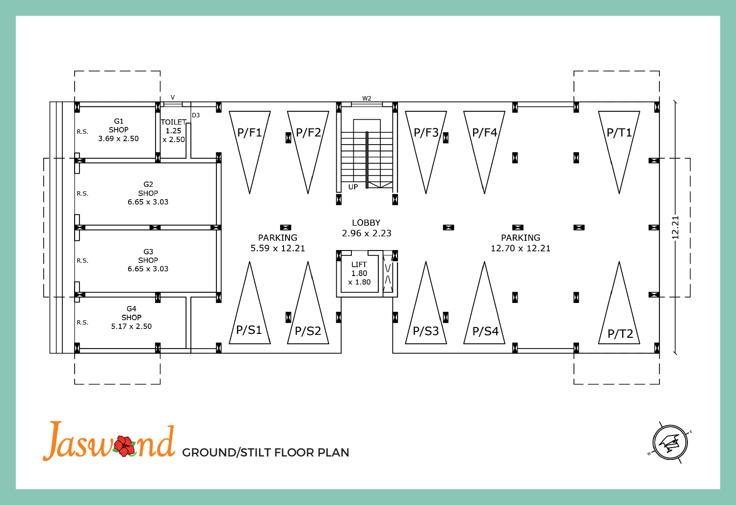 Jaswand ground and stilt floor plan